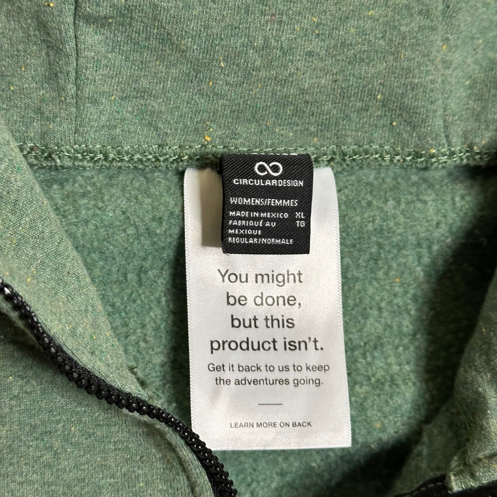 The North Face XL Green Quarter Zip Fleece Hoodie Circular Design Sustainability - Picture 8 of 11